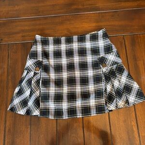 Lands' End Navy and White Tartan Plaid Pleated School Girl Mini Skort Size 6
